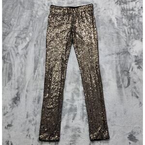 May & July Pants Womens S Black Gold Sequin Pull On Stretch Lined Formal Party